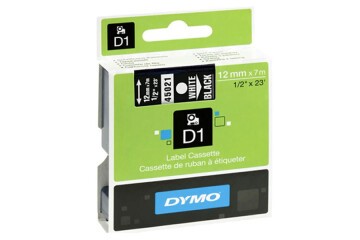 Dymo D1 Şerit Standart 12 MMx7 MT Siyah Üzerine Beyaz 45021