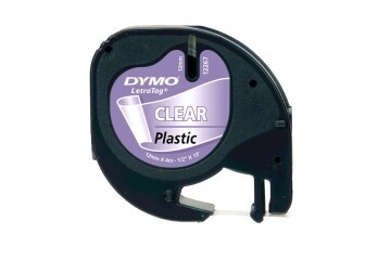 Dymo Letratag Şerit Plastik 12 MMx4 MT Şeffaf Üzerine Siyah 12267