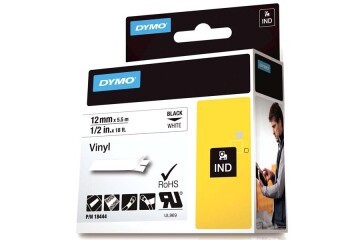 Dymo Rhino Pro Etiketi Renkli Vinil 12 MMx5.5 MT Beyaz Üzerine Siyah 18444