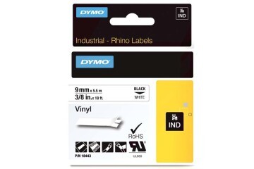 Dymo Rhino Pro Etiketi Renkli Vinil 9 MMx5,5 MT Beyaz Üzerine Siyah 18443