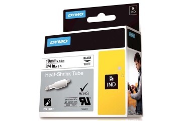 Dymo Rhinopro Isıyla Küçülen Şerit 19 MMx1,5 M Beyaz/Siyah 18057