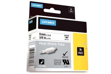 Dymo Rhinopro Isıyla Küçülen Şerit 9 MMx1,5 M Beyaz/Siyah