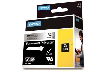 Dymo Rhinopro Sabitpolyester 12 MMx5.5 M Metalik Gri/Siyah 18486