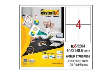 Ekstrafix Laser Etiket 100 YP 105x148.5 Laser-Copy-Inkjet FİX-5204