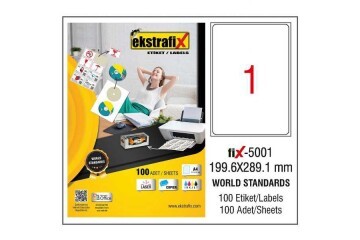 Ekstrafix Laser Etiket 100 YP 199.6x289.1 Laser-Copy-Inkjet FİX-5001