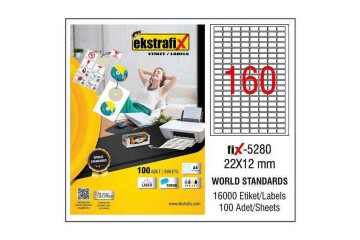 Ekstrafix Laser Etiket 100 YP 22x12 Laser-Copy-Inkjet FİX-5280