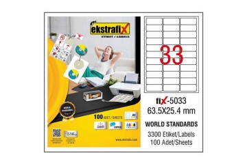 Ekstrafix Laser Etiket 100 YP 63.5X25,4 Laser-Copy-Inkjet FİX-5033