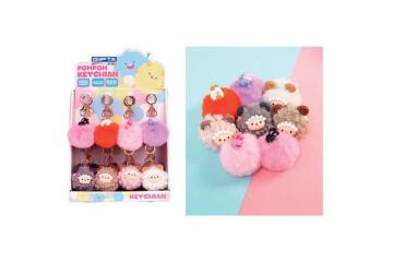 Gıpta Anahtarlık Cute Anımal Pompom 6 Renk 24 Lü