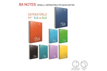 Gıpta Bx Notes Spiralli Seperatörlü Plastik Kapak Defter A4 180 YP 5+2 5036