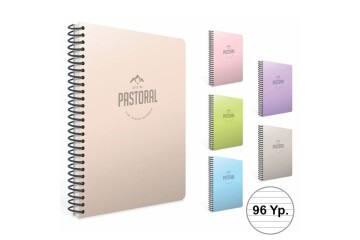 Gıpta Spiralli Plastik Kapak Defter Pastoral 17x24 96 YP Çiz.