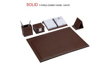 Gıpta Sümen Takımı 5 Parça Solid Sade Kahverengi 7133
