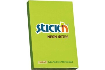 Hopax Stıckn Yapışkanlı Not Kağıdı 100 YP 76x51 Fosforlu Yeşil HE21163