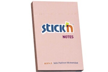 Hopax Stıckn Yapışkanlı Not Kağıdı 100 YP 76x51 Pastel Pembe HE21145