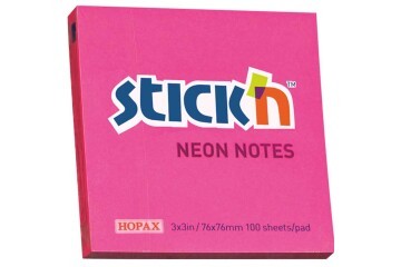 Hopax Stıckn Yapışkanlı Not Kağıdı 100 YP 76x76 Fosforlu Pembe HE21165