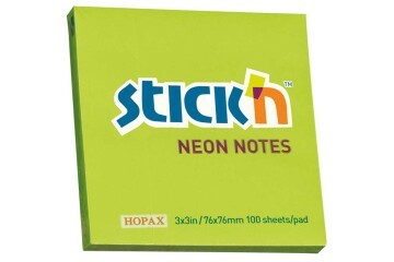 Hopax Stıckn Yapışkanlı Not Kağıdı 100 YP 76x76 Fosforlu Yeşil HE21167
