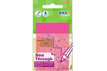 Hopax Stıckn Yapışkanlı Not Kağıdı Yarı Saydam 50 YP 76x51 Neon Pembe 21707