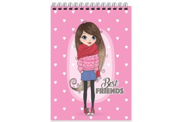 Keskin Color Bloknot Spiralli Best Friends A7 42 YP Kareli 140101-99