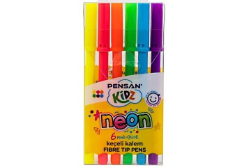 Pensan Kidz Keçeli Kalem 6 Renk Neon 24 Paket