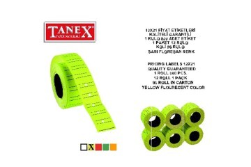 Tanex Fiyat Etiketi Çizgili 12x21 Fosforlu Sarı