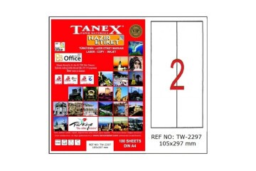 Tanex Laser Etiket 100 YP 105x297 Laser-Copy-Inkjet TW-2297