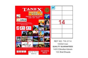 Tanex Laser Etiket 100 YP 105x41 Laser-Copy-Inkjet TW-2114