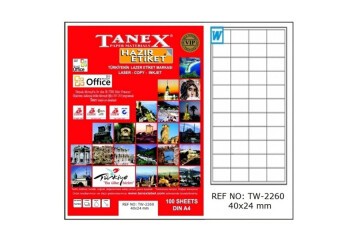 Tanex Laser Etiket 100 YP 40x24 Laser-Copy-Inkjet TW-2260
