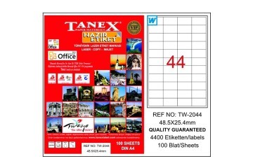 Tanex Laser Etiket 100 YP 48x25 Laser-Copy-Inkjet TW-2044