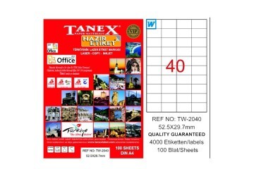 Tanex Laser Etiket 100 YP 52x29 Laser-Copy-Inkjet TW-2040