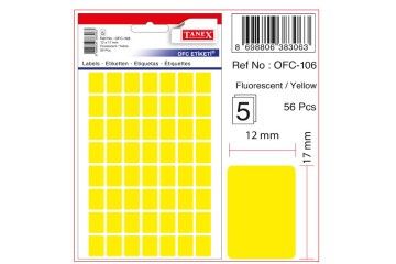 Tanex Ofis Etiketi Poşetli 12x30 MM Fosforlu Sarı OFC-107