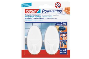 Tesa Askı İz Bırakmadan Sökülebilir Büyük Oval Beyaz PowersTrips 58013