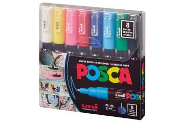 Uni-Ball Markör Boyama Posca Su Bazlı 0.7 MM Anarenk 8 Li