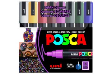 Uni-Ball Posca 1.8-2.5 Su Bazlı Poster Markörü Koyu Renk 8 Li PC-5M/8C