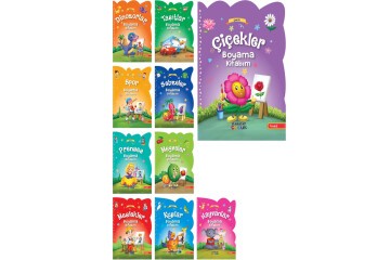 4E Büyük Şekilli Örnekli Kavramlar Boyama Serisi 10 Kitap