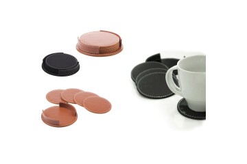 4lü Set Suni Deri Bardak Altlığı