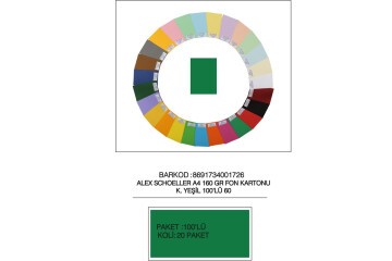 Alex Schoeller Fon Kartonu Kolej A4 No:60 K.Yeşil 100 Lü