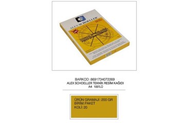 Alex Schoeller Resim Kağıdı Damgalı 100 LÜ A4 200 GR