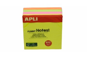 Apli Yapışkanlı Not Kağıdı 4 Renk Funny 400 YP 75x75 Neon Küp 10974