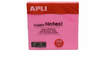 Apli Yapışkanlı Not Kağıdı Pembe Funny 100 YP 75x75 11898