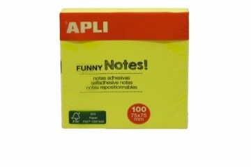 Apli Yapışkanlı Not Kağıdı Sarı Funny 100 YP 75x75 11897