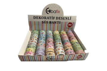 Bafix Desenli Bant Dekoratif Süs Bantı 15 MM x 3 MT 60 LI BFX-DEB0004