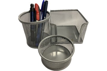 Bafix Masa Seti Ataşlık-Kağıtlık-Kalemlik 3 LÜ Metal Perforeli Gri BFX-MMS9801G