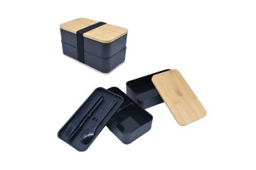 Bambu Kapaklı Plastik Yemek Kutusu