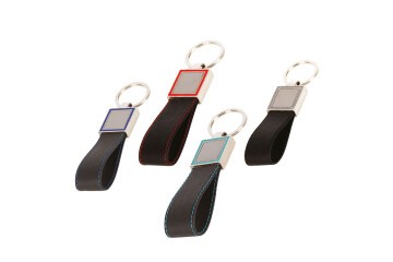 Metal Plakalı Deri Anahtarlık