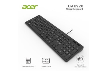 Acer OAK920 Q Usb SİYAH 1.8mt  Kablolu Klavye-Tek Tuş Hesap Makinalı (Sessiz Tuş)