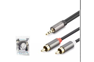 HADRON HDX1068 3.5MM TO 2RCA KABLO 2LINE GOLD 3M SİYAH