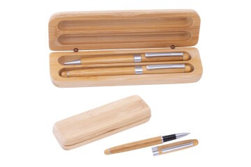 İkili Ahşap Roller ve Tükenmez Kalem Seti