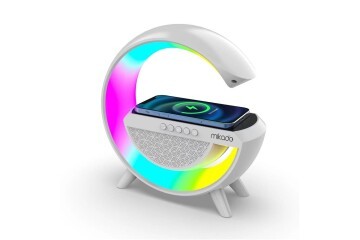 Mikado MD-G111 Beyaz 10W 1800mAh BT-TF-USB-15W Wireless Şarj RGB Işıklı Speaker