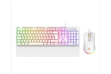 Rampage KM-RX7 FORTUNA V2 Gökkuşağı Aydınlatmalı USB Beyaz  Combo Q Gaming Klavye + 12800 dpi Mouse
