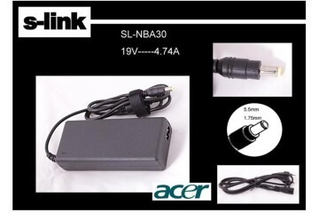S-link SL-NBA30 19v 4.74a 5.5-1.75 Notebook  Adaptörü