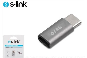 S-link SL-TA25M Gümüş Metal Gövde MicroUSB 5pin F to Type C M Çevirici